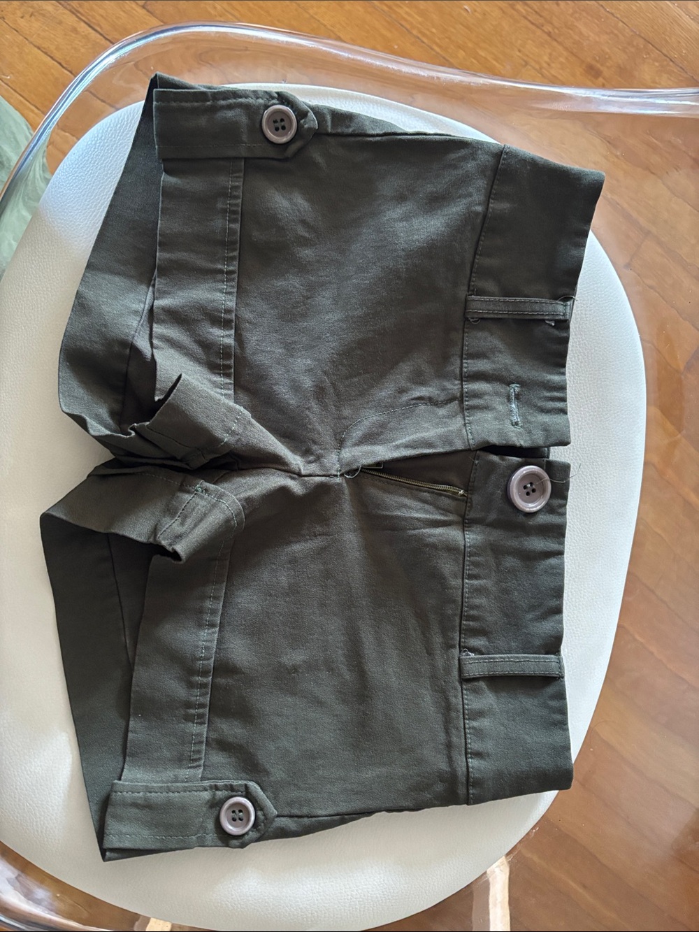 High-Rise Olive Green Utility Bermuda Shorts